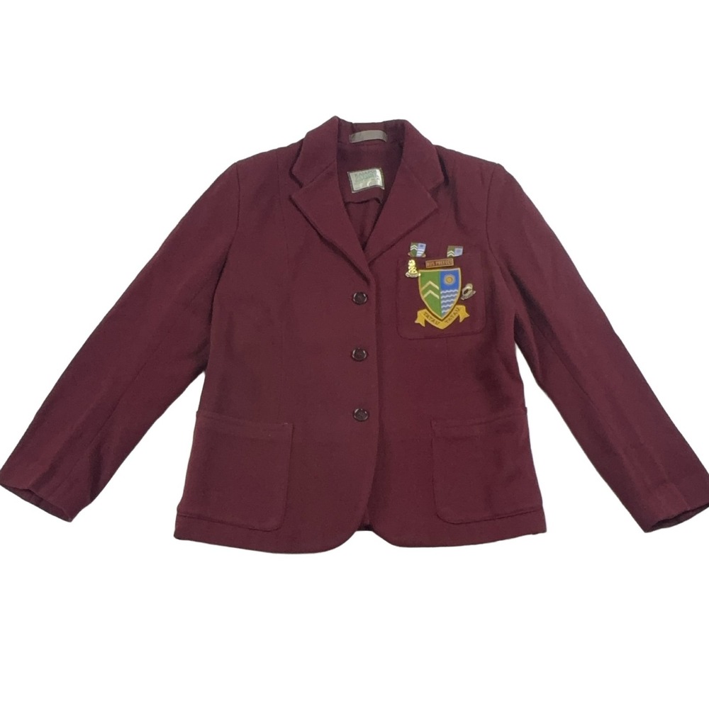 Kaiapoi Petone Wool Schoolwear School Blazer Maroon Size 36 W/ Pins Halloween